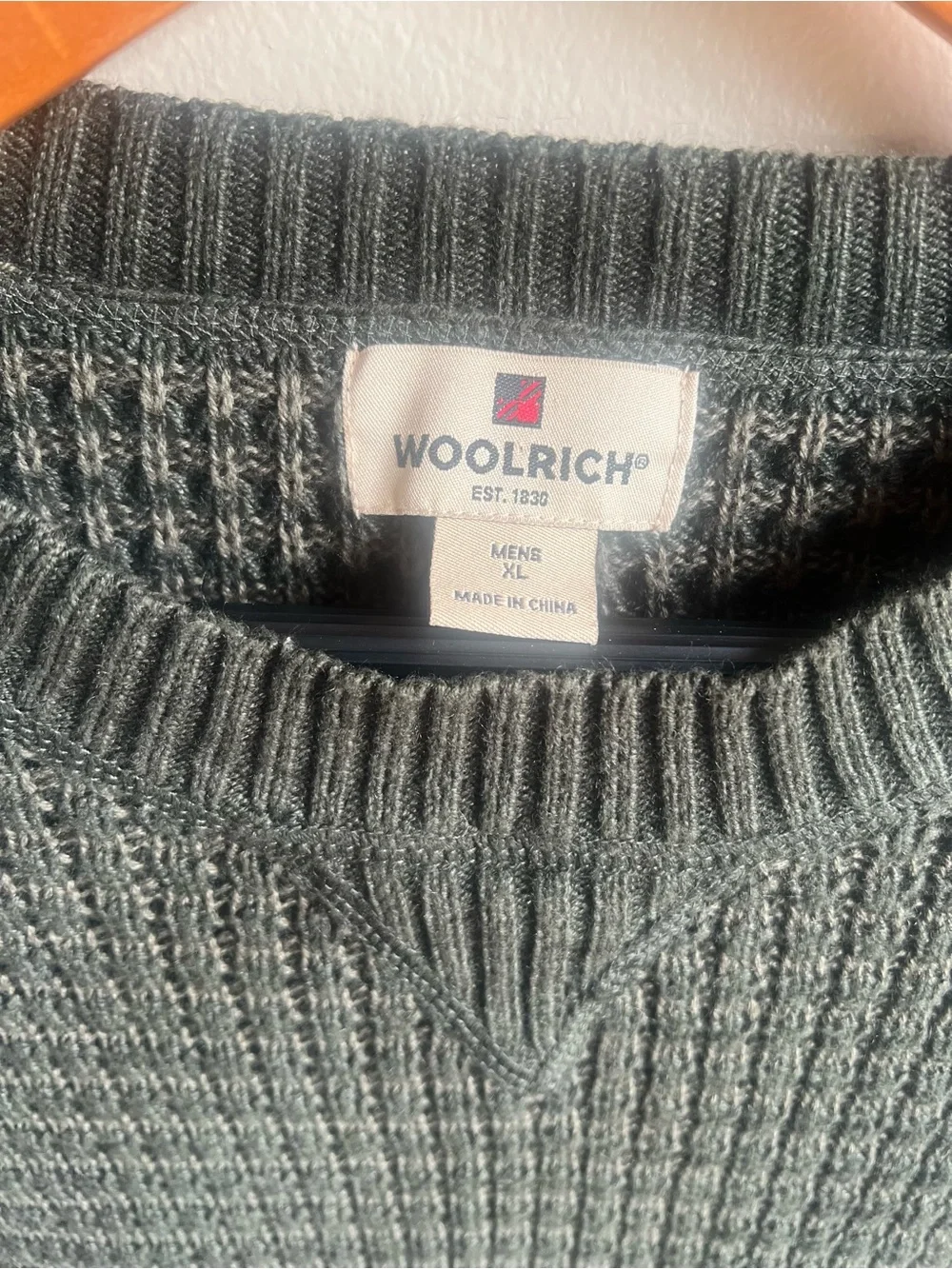Woolrich Green Textured Knit Crewneck Sweater Granola Outdoorsy